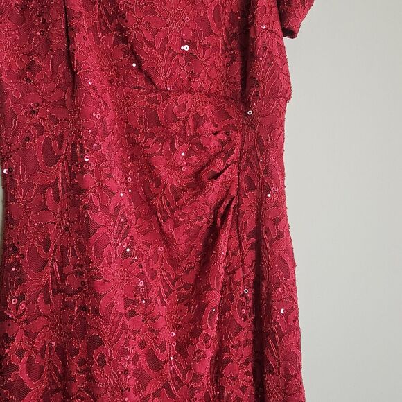 Candlelite NWT Lace Sequin Off The Shoulder Red Formal Cocktail Maxi Dress Large - Picture 5 of 8